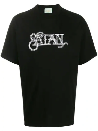 Aries Satan-print Cotton T-shirt In Black
