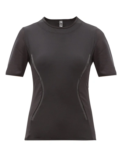 Adidas By Stella Mccartney Essentials Mesh-insert Stretch-jersey T-shirt In Black