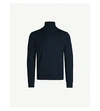 Sandro Turtleneck Fine-knit Wool Jumper In Navy Blue