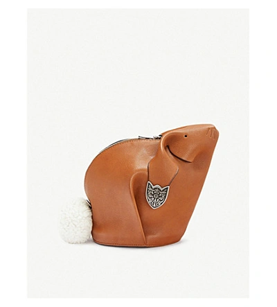 Loewe Bunny Western Mini Leather Shoulder Bag In Walnut