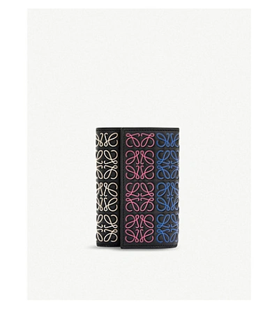 Loewe Anagram Small Vertical Leather Wallet In Black/multicolor