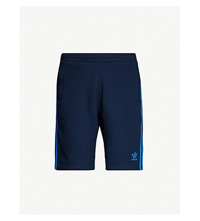 Adidas Originals Logo-embroidered Cotton-jersey Shorts In Collegiate Navy