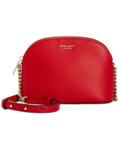 Kate Spade Small Sylvia Dome Leather Crossbody Bag In Hot Chili/gold
