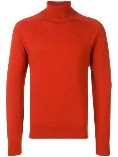 Ami Alexandre Mattiussi Turtleneck Oversize Sweater In Orange
