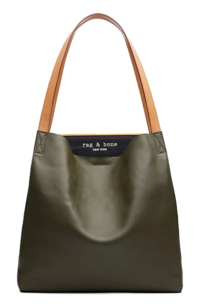 Rag & Bone Leather Passenger Tote Bag In Olvngt/ Blk