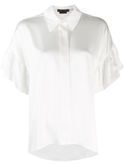 Alice And Olivia Edyth Ruffle Sleeve Button-up Blouse In A100 White