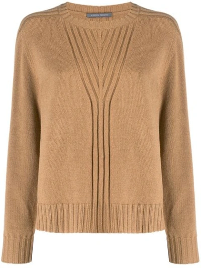 Alberta Ferretti Crew Neck Knitted Jumper In Neutrals