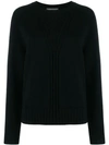 Alberta Ferretti Crew Neck Knitted Jumper In Black