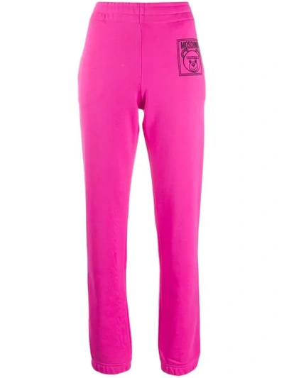 Moschino Teddy Bear Track Pants In 4219 Pink