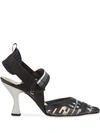 Fendi Women's Colibri Leather-trimmed Clear Slingback Pumps In Black,transparent