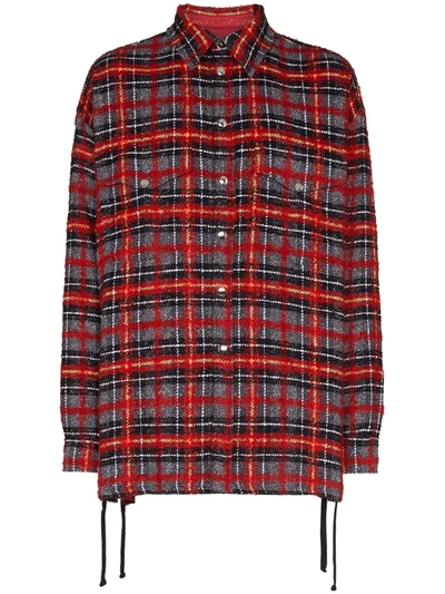 Faith Connexion Oversized Check Wool Blend Shirt Jacket In Red