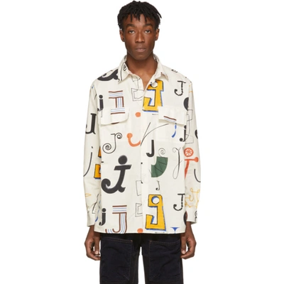 Jacquemus Felix Abstract-print Cotton-corduroy Shirt In Neutrals