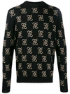 Fendi Maglia Girocollo Gothic Ff All Over In Black