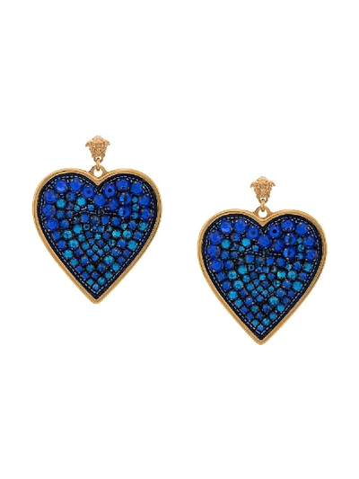 Versace Heart-shaped Drop Earrings In Blau