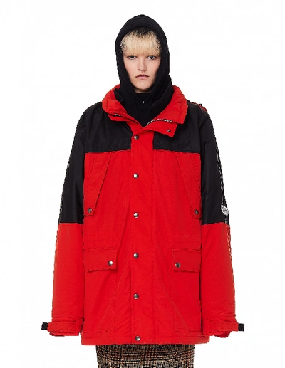 Vetements Incognito Hooded Cotton Shell Parka In Red