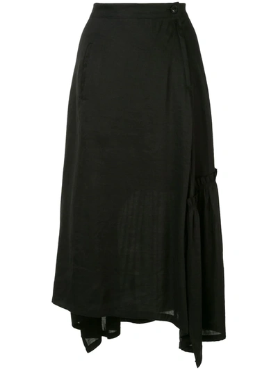 Y's High-waisted Wrap Skirt In Black