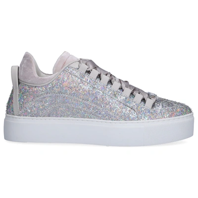 Dsquared2 Low-top Sneakers 551 Laminated Glitter Fabric Glitter Logo Silver In Grey