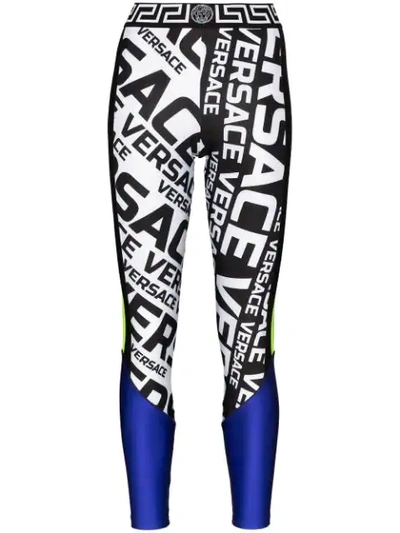 Versace Logo-print Panelled Leggings In Multicolour