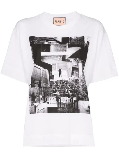 Plan C Placement Photo Print T-shirt In White