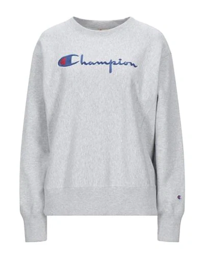 Champion Big Script Oversized Crewneck Sweatshirt In Grey