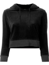Juicy Couture Cropped Velvet Hoodie In Black