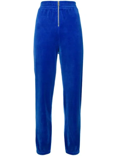 Juicy Couture Velvet Track Pants In Blue