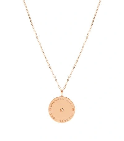 Michael Kors Logo Disc Necklace In Rose Gold | ModeSens