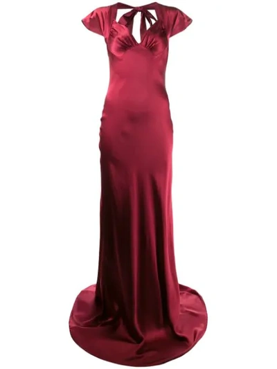 Katharine Hamnett Lake Silk Satin Long Dress In Red