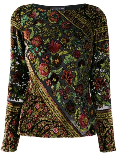 Etro Embroidered Floral Blouse In Black