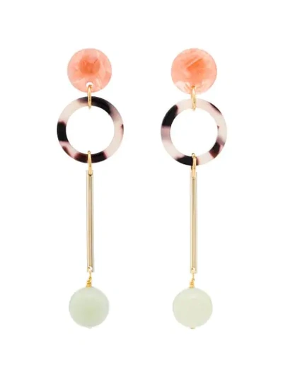 Iuo Drop Ball Earrings  In Multicoloured:mint