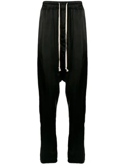 Rick Owens Drawstring Dropped Trousers In Black