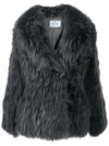 Prada Oversized Fur Coat In Ardesia