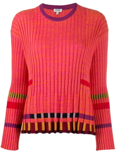 Kenzo Ridged Knitted Top In Pink