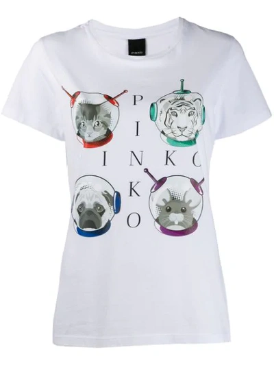 Pinko Animal Astronaut T-shirt In White