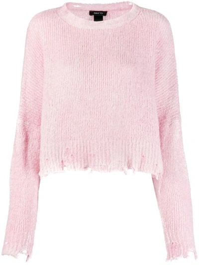 Avant Toi Distressed Cropped Jumper In V00451 Pink