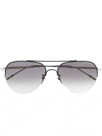 Montblanc Aviator Frame Sunglasses In Schwarz