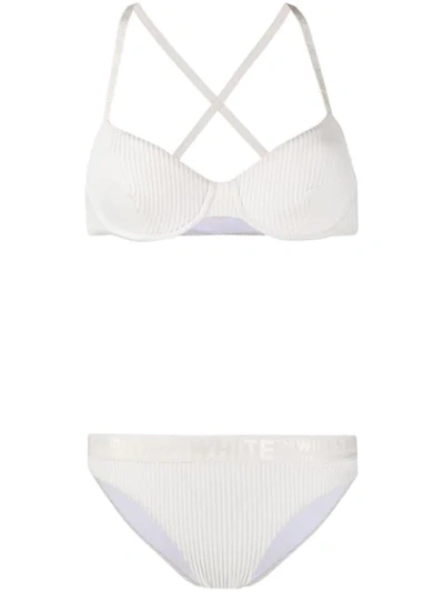 Off-white Logo Ribbed Bikini Set In White