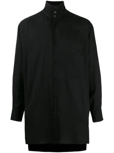 Yohji Yamamoto Stand-up Collar Shirt In Black