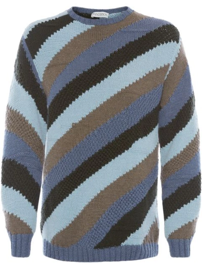Jw Anderson Striped Chunky Knit Jumper In Blue