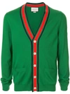 Gucci Web Trim Cardigan In Green