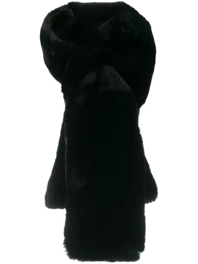 Apparis Luna Faux Fur Scarf In Black