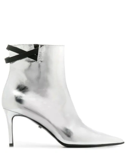Dorothee Schumacher Mirror Touch Ankle Boots In Silver