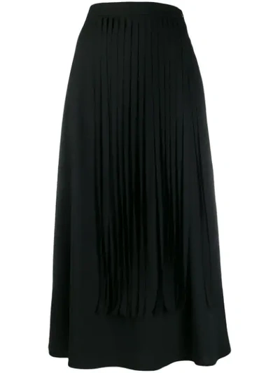 Alysi Fringed Midi Skirt In Nero