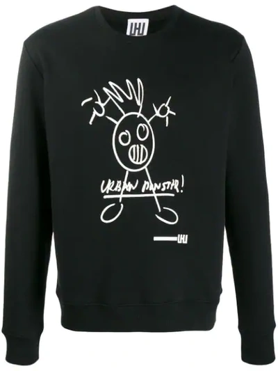 Les Hommes Urban Printed Sweatshirt In Black
