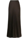 Agnona Pleated Maxi Skirt In Brown