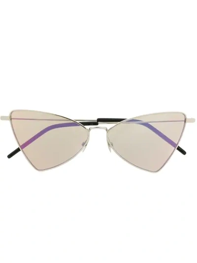 Saint Laurent Triangle Frame Sunglasses In Silver