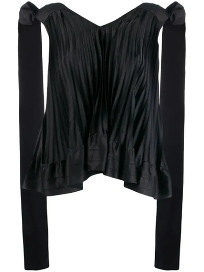 L'autre Chose Pleated Design Blouse In Black