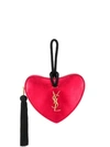 Saint Laurent Monogram Heart Metallic Clutch In Red