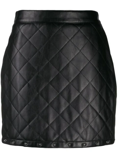 Boutique Moschino Leather Look Mini Skirt In 2555 Black
