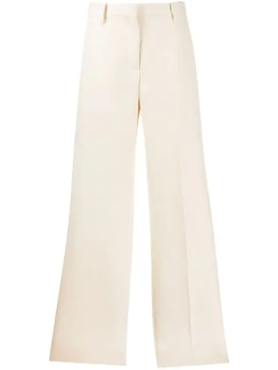Valentino Tailored Wide Leg Trousers In A03  Bianco